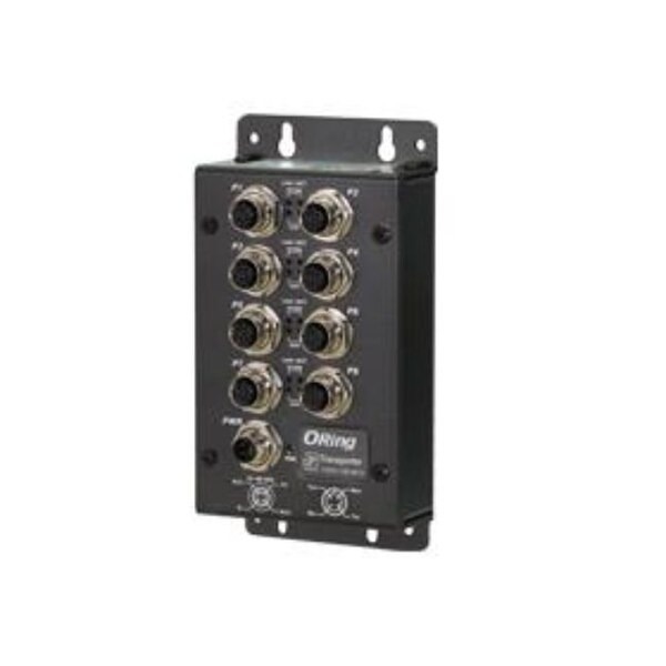 Oring Networking EN50155 8-port unmanaged Ethernet switch; 8 10/100/500Base-TX M12 TXES-180-M12 - main